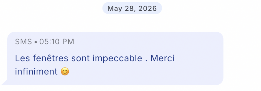 Message texte — fenêtres impeccables